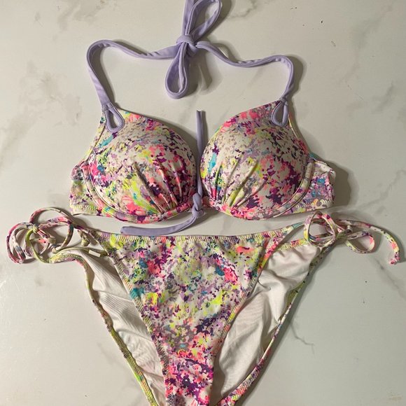 Victoria's Secret Other - Victorias Secret Bikini The Gorgeous Push Up Floral Womens 32C Medium M Swimsuit